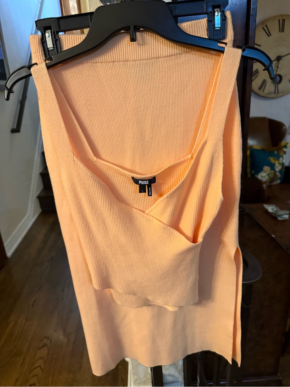 PAIGE Peach Ribbed Knit Tank Top with matching skirt (XS)